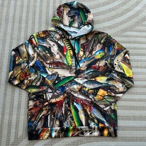 🚨3/$8🚨 nwot mens medium fish hook themed lightweight performance hoodie